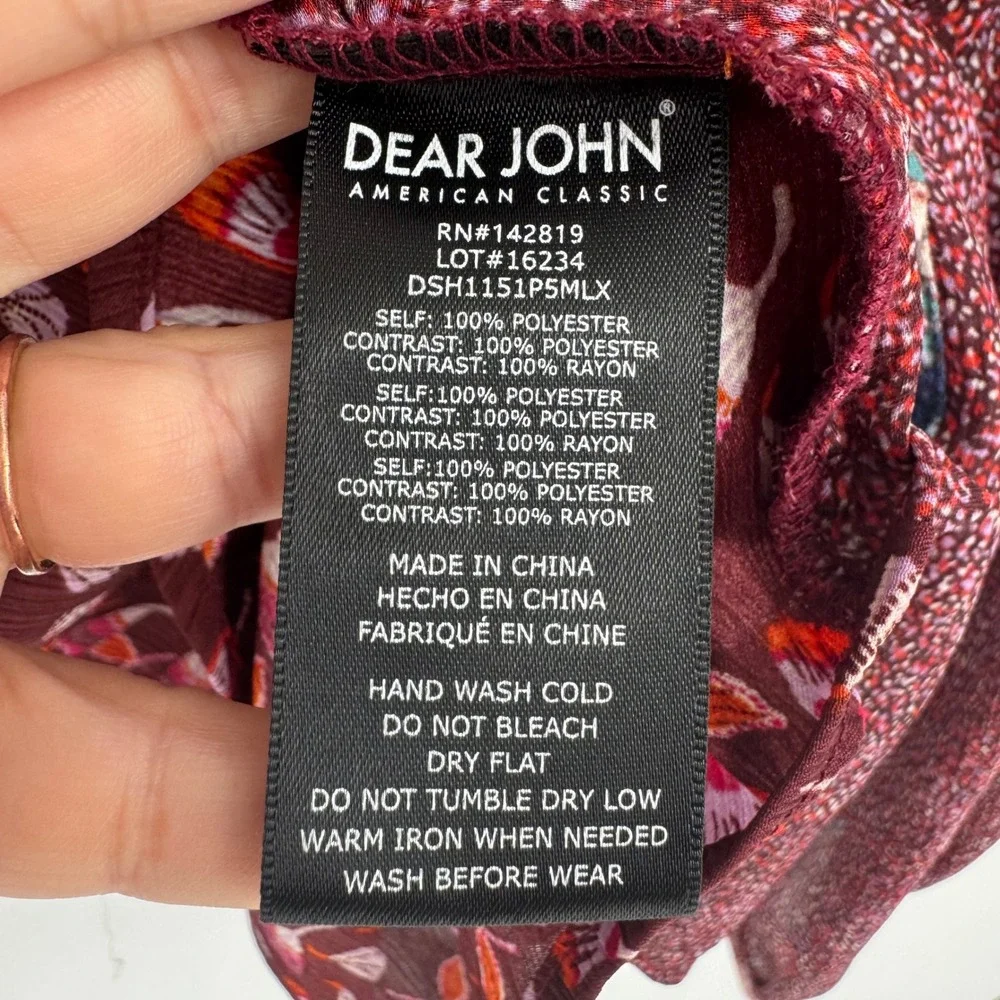 DEAR‎ JOHN Womens Multicolor Patchwork Snake Print Floral Button Up Shirt Size L